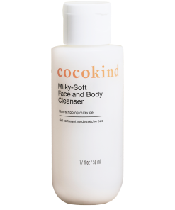 travel-size milky-soft face and body cleanser
